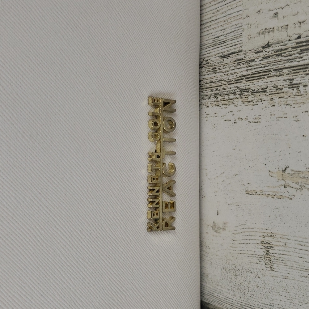 Kenneth Cole Reaction black white striped zipper large handbag goldtone accents - Picture 2 of 12